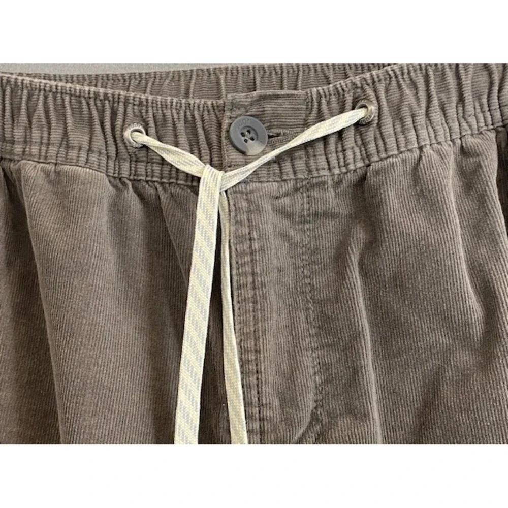 Vuori Optimist Mens MED Corduroy Drawstring Pants Gray Elastic Waist Straight